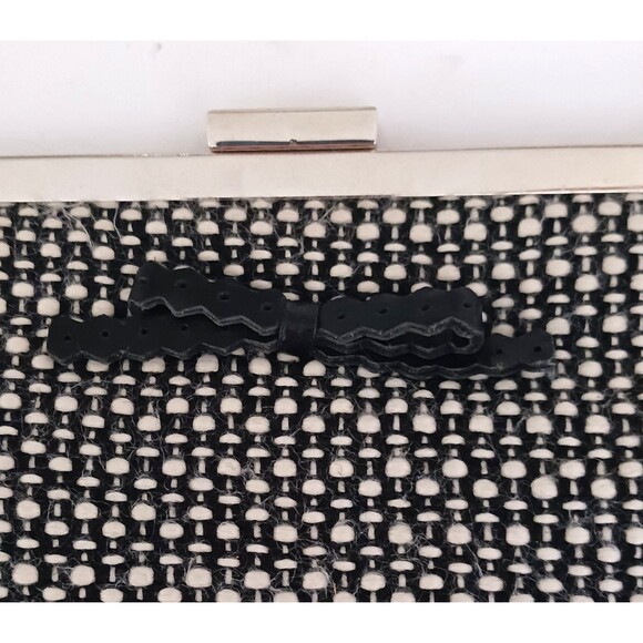 The Sak Elliott Luca Blk/White Tweed Top Handle Shoulder Bag Snap Lock Bow Trim - Picture 3 of 11